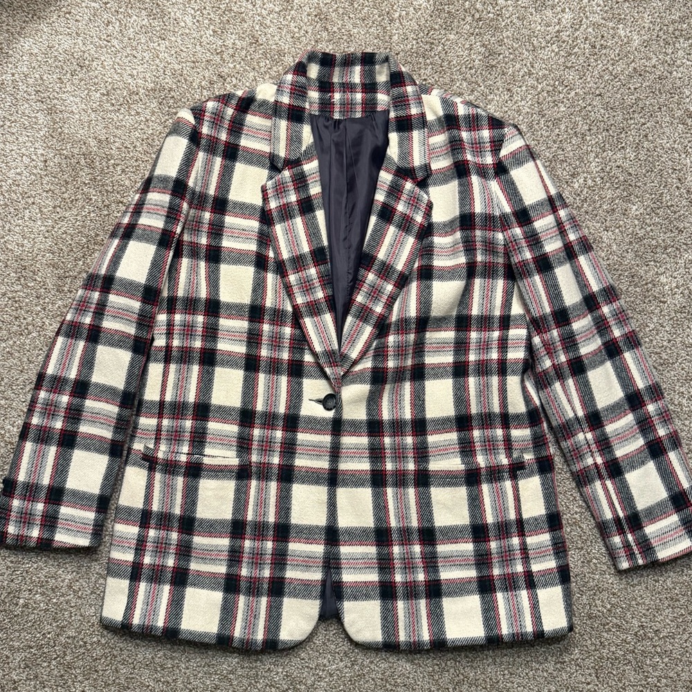 Vintage Plaid Blazer Cream/Red/Black